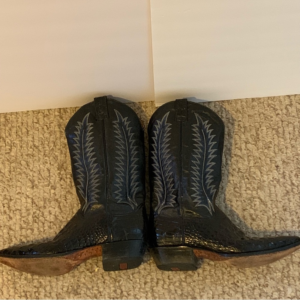 Men's Black Leather Cowboy Boots by Rio Grande, Size 12 - Picture 7 of 11
